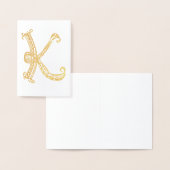 Dorée Carte à huile Monogramme K (Affichage)