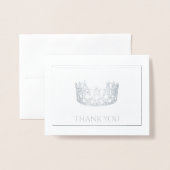 Dorée Carte à petites notes Silver Foil Crown (Devant avec enveloppe)