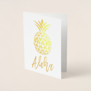 Dorée Carte Aloha en feuille d'or avec motif deananas
