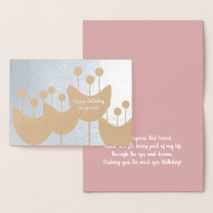 Dorée Carte anniversaire moderne rétro florale géométriq