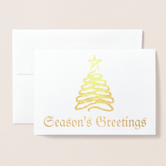 Dorée Carte Arbre de Noël (Devant avec enveloppe)