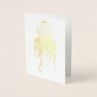 Dorée Carte blanche de voeux de feuille Ganesha