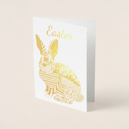 Dorée Carte Bunny Pâques Or (Devant)