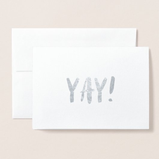 Dorée Carte d'accueil simple Brosse Stroke Silver Foil - (Devant avec enveloppe)