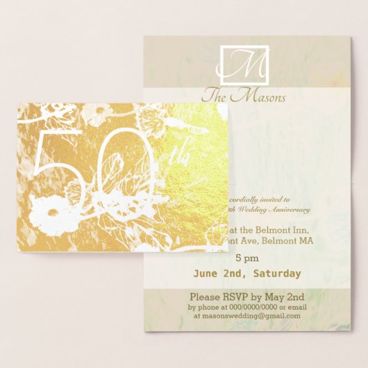Dorée Carte d'affichage du 50e anniversaire du Mariage (Affichage)