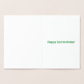 Dorée Carte d'anniversaire "2 ANS!" en caractères gras e (Intérieur)