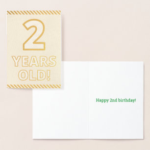 Dorée Carte d'anniversaire "2 ANS!" en caractères gras e