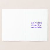 Dorée Carte d'anniversaire "33 ANS !" en relief avec feu (Intérieur)