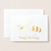 Dorée Carte d'anniversaire de la fête des abeilles (Devant avec enveloppe)