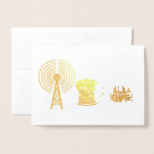 Dorée Carte d'anniversaire de la radio de jambon doré (Devant avec enveloppe)