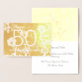 Dorée Carte d'anniversaire de mariage 50 ans avec fleurs (Affichage)