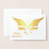 Dorée Carte d'anniversaire de papillon musical (Devant avec enveloppe)