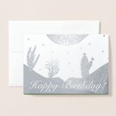 Dorée Carte d'anniversaire Desert Cactus Dune et Doodles (Devant avec enveloppe)