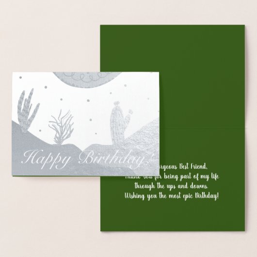 Dorée Carte d'anniversaire Desert Cactus Dune et Doodles (Affichage)