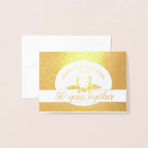 Dorée Carte d'anniversaire du 50e mariage en or du cygne