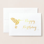 Dorée Carte d'anniversaire du colibri à huile (Devant avec enveloppe)