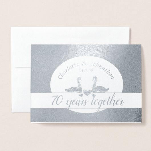 Dorée Carte d'anniversaire du mariage en platine 70e cou (Devant avec enveloppe)