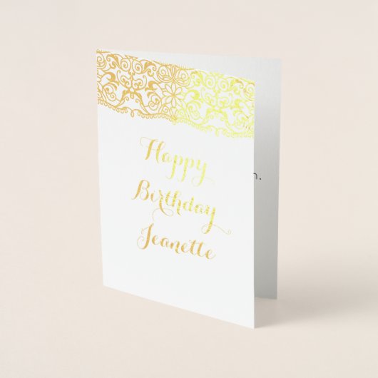 Dorée Carte d'anniversaire en feuille, carte d'anniversa (Devant)