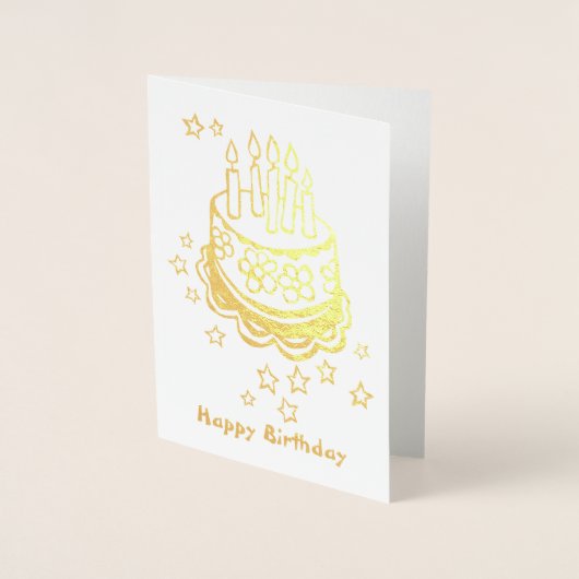 Dorée Carte d'anniversaire Foil au gâteau (Devant)