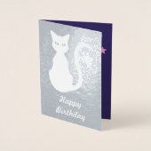 Dorée Carte d'anniversaire Gray Cat Foil (Devant)