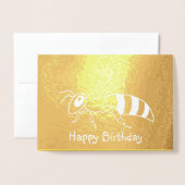 Dorée Carte d'anniversaire inversée d'abeille de miel (Devant avec enveloppe)