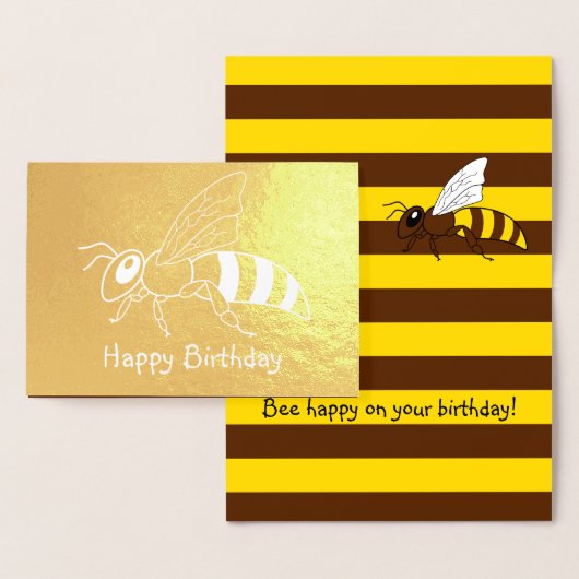 Dorée Carte d'anniversaire inversée d'abeille de miel (Affichage)