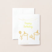 Dorée Carte d'anniversaire Luxe Or (Derrière avec enveloppe)