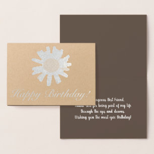 Dorée Carte d'anniversaire Meilleure amie Tournesol bota