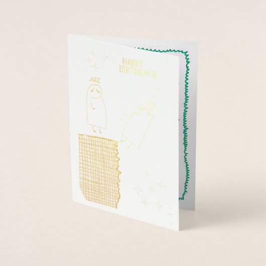 Dorée Carte d'anniversaire mignonne dessinée à la main a (Devant)