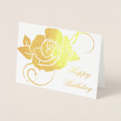 Dorée Carte d'anniversaire Rose (Devant)