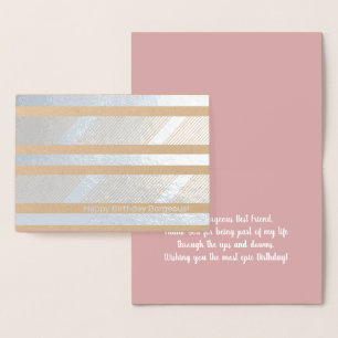 Dorée Carte d'anniversaire rose pastel à rayures écossai