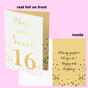 Dorée Carte d'anniversaire Sweet 16 Gold Foil