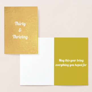 Dorée Carte d'anniversaire Trente ans et prospère