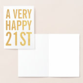 Dorée Carte d'anniversaire très heureuse pour 21 ans (Affichage)