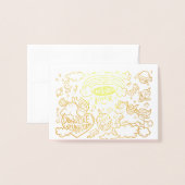 Dorée Carte d'anniversaire Unicorn et Pony (Devant avec enveloppe)