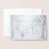 Dorée Carte de Bonnes Fêtes dans les bois (Devant avec enveloppe)