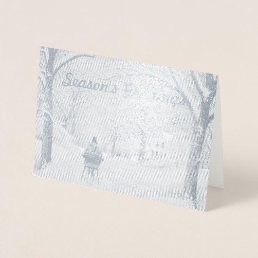 Dorée Carte de Bonnes Fêtes dans les bois (Devant)