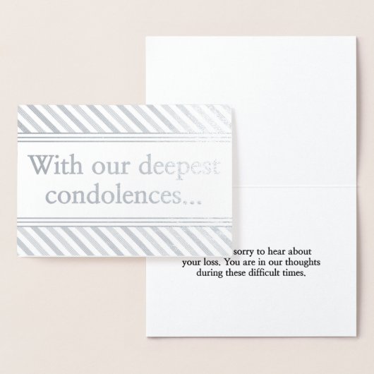 Dorée Carte de condoléances en argent personnalisée (Affichage)