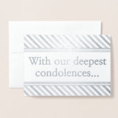 Dorée Carte de condoléances en argent personnalisée (Devant avec enveloppe)