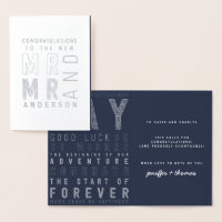 Carte de félicitations de mariage avec typographie