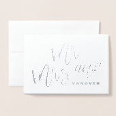 Dorée CARTE DE FÉLICITATIONS M. ET Mme (Devant avec enveloppe)