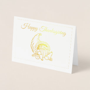Dorée Carte de fête de Thanksgiving en forme de corne d'