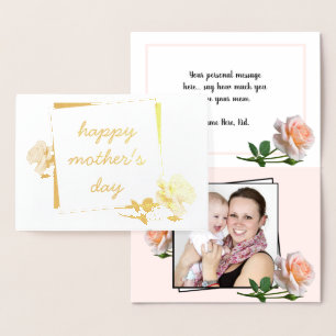 Dorée Carte de fête des mères délicieuse en fleur rose