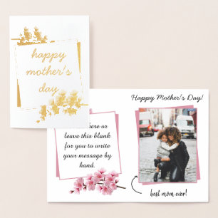 Dorée Carte de fête des mères délicieuse en fleur rose