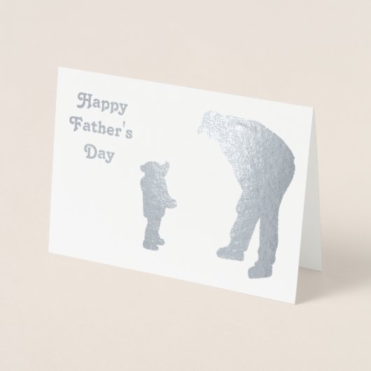Dorée Carte de Fête des pères en silhouette Papa 'n' Kid (Devant)