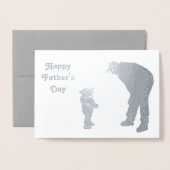 Dorée Carte de Fête des pères en silhouette Papa 'n' Kid (Devant avec enveloppe)