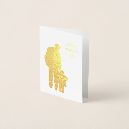 Dorée Carte de Fête des pères Papa 'n' Kiddo Silhouette  (Devant)