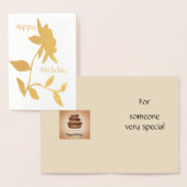 Dorée Carte de feuille d'anniversaire (Affichage)