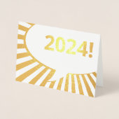 Dorée Carte de feuille d'or à bulle comique 2024 (Devant)