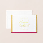 Dorée Carte de fidélité de réponse RSVP de mariage (Devant avec enveloppe)